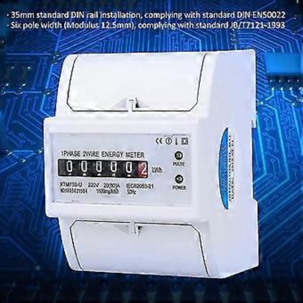 220v Multifunktionel Digital Enkeltfaset Elektrisk Energi Site Meter På Din Skinne Meter 2 Linje 4p (20(80) f