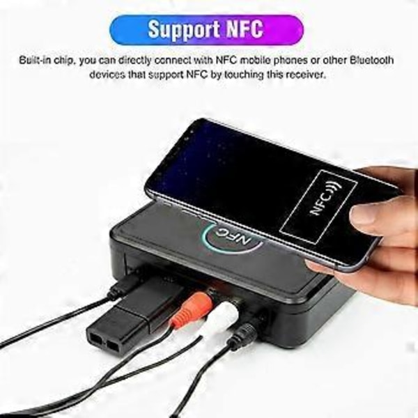 Bluetooth-sovitin NFC BT5.0 langaton audiovastaanotin-lähetin 3,5 mm:n liitin AUX 2 stereoa äänentoisto kaiuttimille ja kuulokkeille
