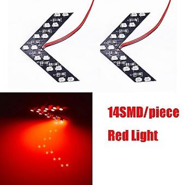 2 stk 14 Smd Bil Led Sidespeil Blinklys Bakfra Speil Lampe Biltilbehør