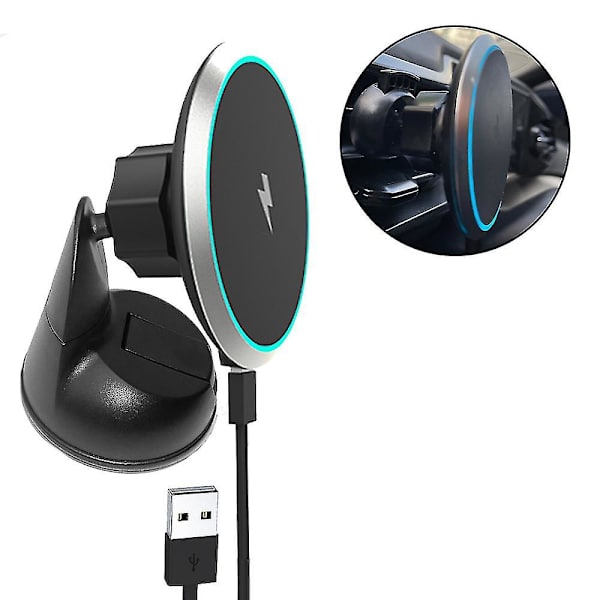 Magnetisk trådløs billader, trådløs ladebilholder til iPhone 13 Pro Max/13 Pro/13/13 Mini 12 Pro Max/12 Pro/12/12 Mini med etui Ma