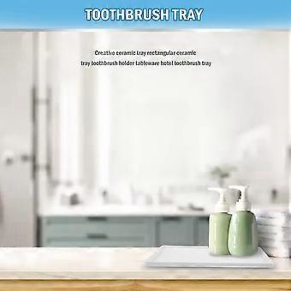 Rektangulær keramisk brettplate hvit porselen rektangulær plate munnskyllevann kopp brett baderom stue oppbevaringsbrett