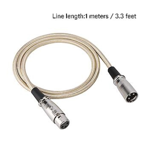 3-nastainen XLR uros - XLR naaras mikrofonikaapeli, johdin 1 metri / 3,3 jalkaa