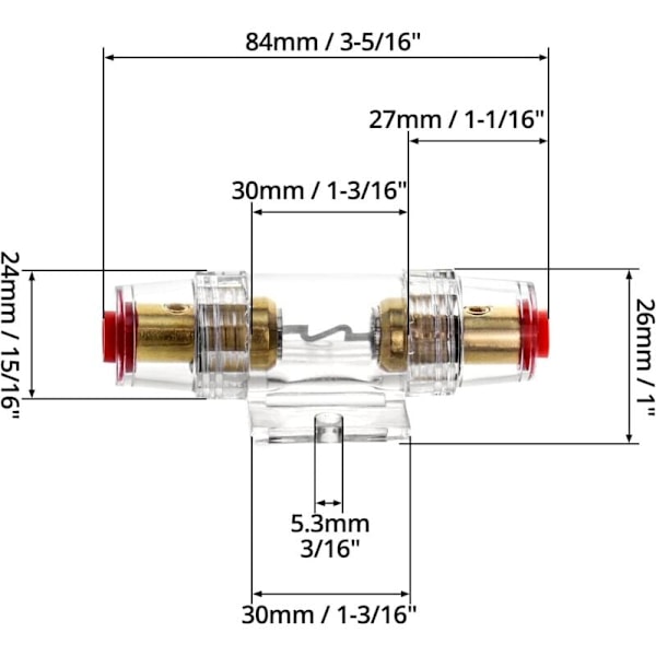 2 kpl AGU-sulakepidikettä 4/8 AWG 12V-48V DC 60A AGU-sulakkeilla autoäänentoistoon/hälytykseen/vahvistimeen/kompressoreihin