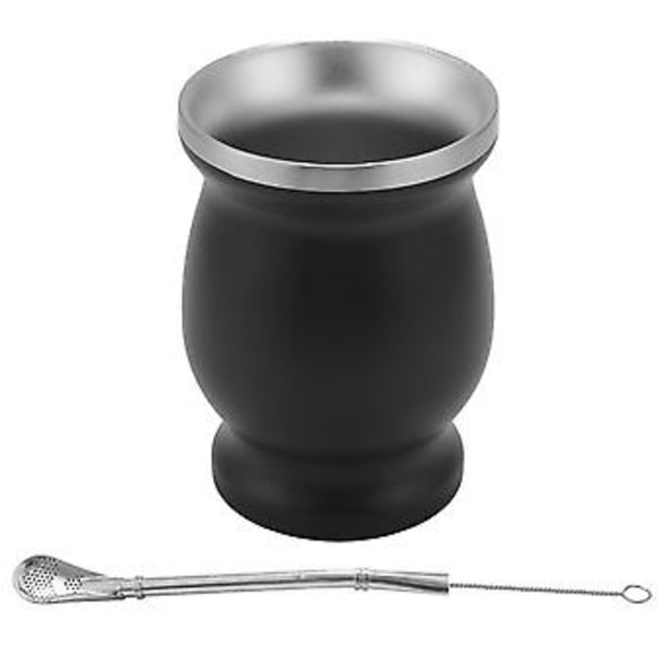 Yerba Mate -kurpitsasarja, kaksiseinäinen ruostumaton teräksinen teekuppi ja Bombilla, 2,4 dl, Bombillat Yerba Mate -pilli