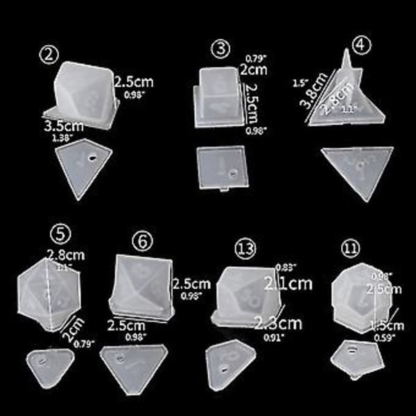 22 st Kristall Epoxy Set Tärningar Korn Filé Multi-specifikation Digitalt Spel Spegel Kristall Epo