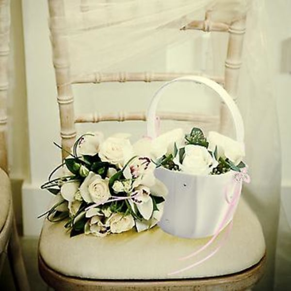 Doub Bryllups Blomsterpikekurv Sateng Rhinest R Bryllupsgave