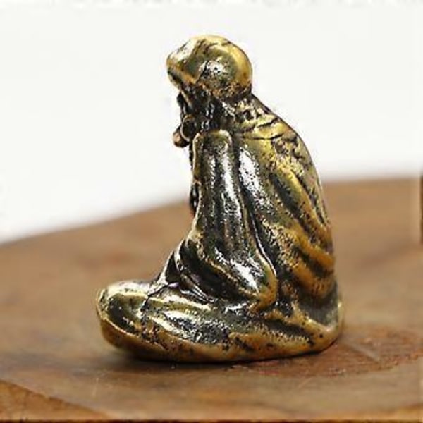 Retro Mässing Buddha Mini Staty Bodhidharma Mästare Figurer Skrivbordsdekoration Hantverk Gåvor Miniatyrer