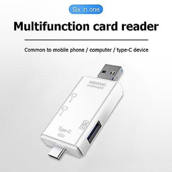 6-i-1 USB 3.0 OTG Kortleser For Secure Digital/TF Kortlesere Splitter Adapter For Mobiltelefon Datamaskin - Svart