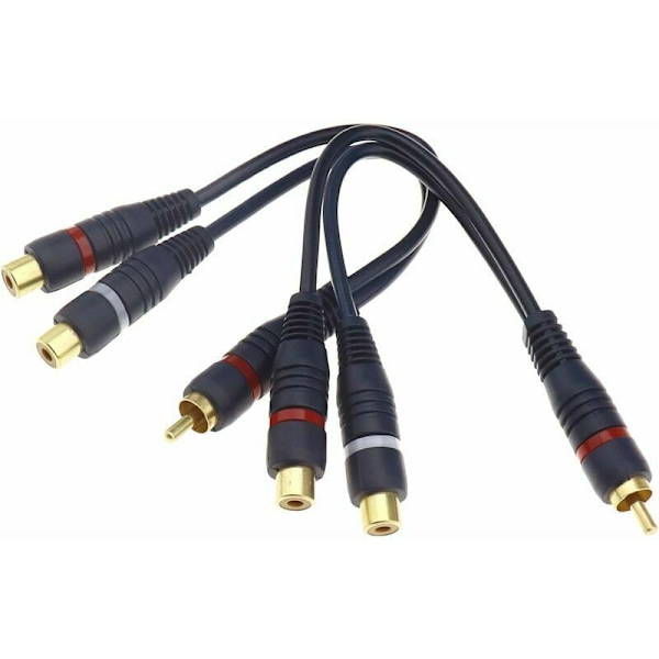 2X Splitter Kabel 20cm 1 RCA Han til 2 RCA Hun Phono Stik Dobbelt Hoved AV Audio Linje