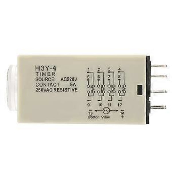 H3Y-4 Virran Kytkentä Viiverele 0-60 Minuutin Aikarele AC 220V 5A