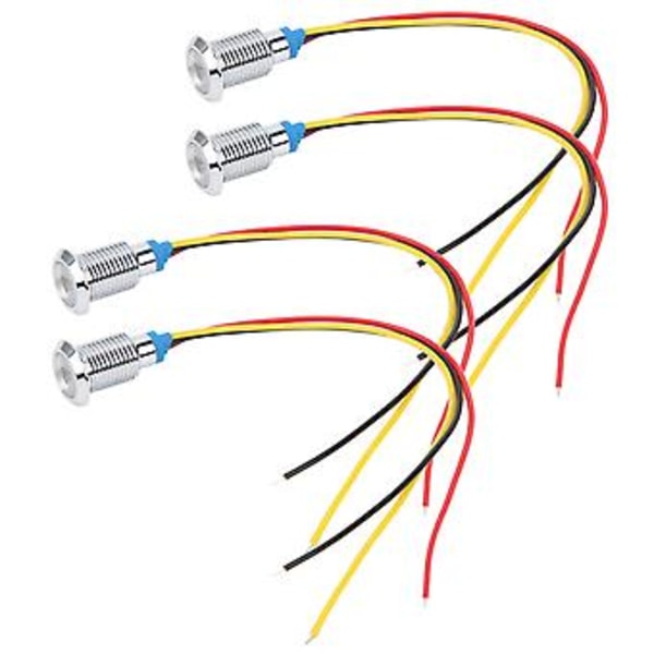 4 Set Förkopplade Runda Lysdioder Vattentäta Dammtäta 2-Färgs Gemensam Katod 10mm 110-220V (Röd och Gul)