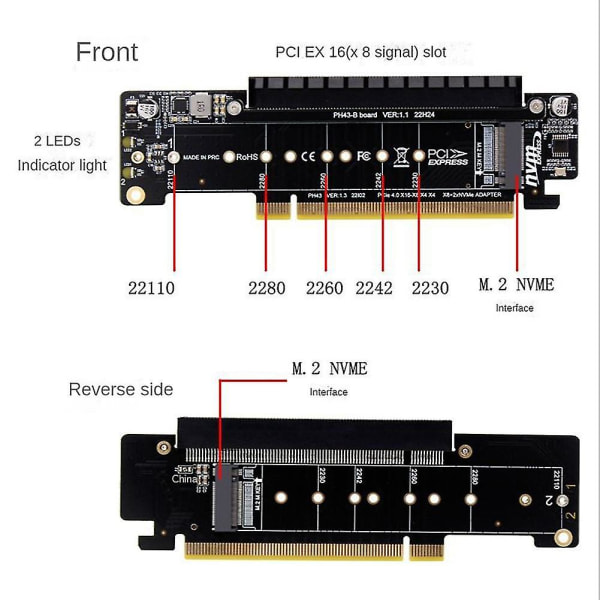 Pcie4.0 Split Pcie4.0 X16 Till X8+x4+x4 Split-kort Nvme Pcie4.0 Expansionskort 2 Nvme Ingångsport Expa