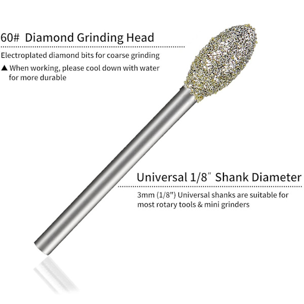 Diamantborr Mix Set - 30 st slipande borr med 1/8-tums skaft (60 grit)