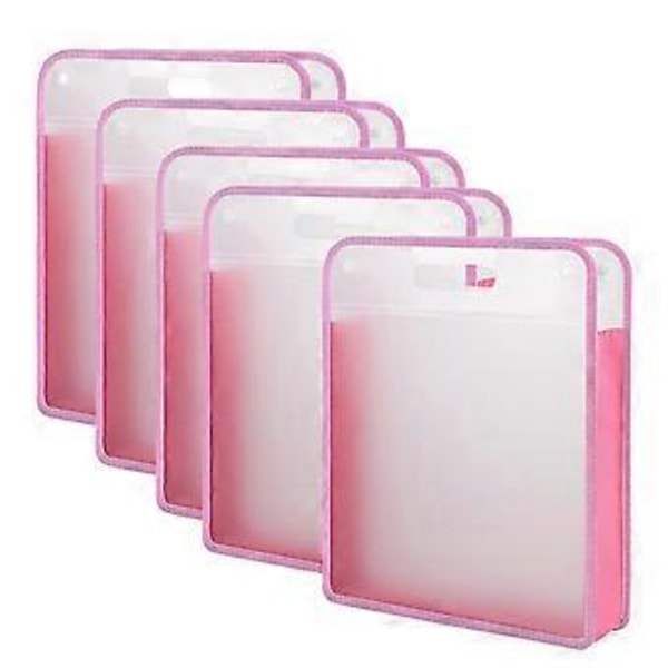 5-pack Scrapbook Pappersorganisatör, Rosa Expanderande Papper, Portabel Scrapbook Pappersförvaring med Knappstängning