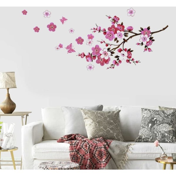 Sakura Blossom Wall Stickers - Avtagbara Cherry Blossom Tree Branch Väggdekaler - DIY Heminredning Tapeter för sovrum Vardagsrum Barnrum