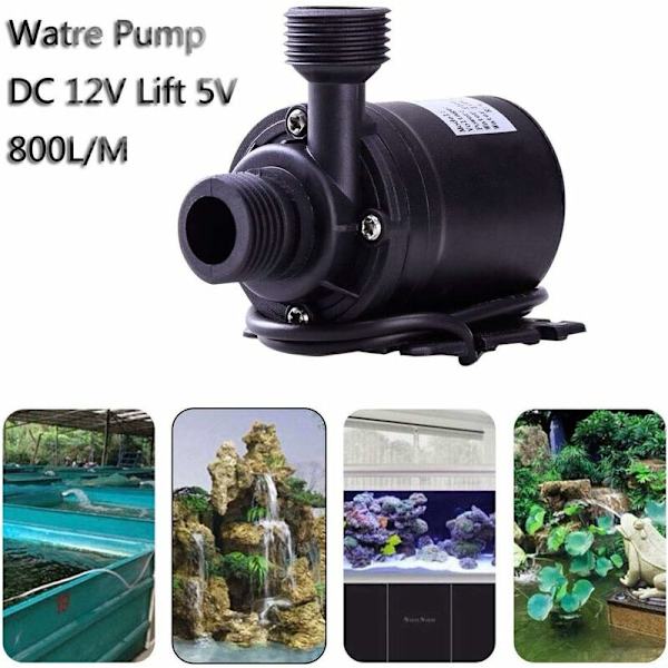 DC 12 V Vandpumpe Nedsænkelig 800l/h 5 m Kost til Bevægelse Solcelleanlæg Flow Vandsystem Pool Springvand