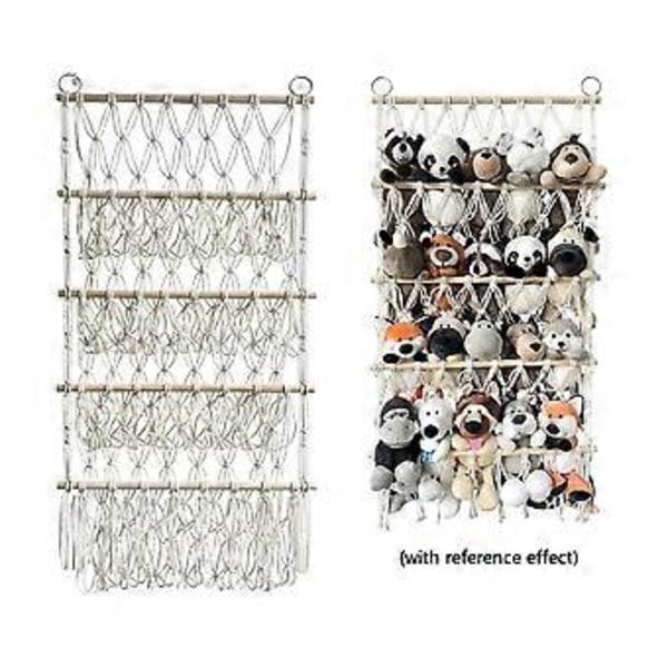 Seinälle ripustettava säilytysteline Pehmoleluverkko Riippumatto Lastenhuone Pehmolelujen säilytys Boho Macrame, Sininen