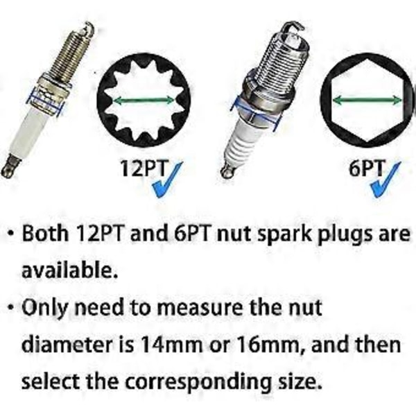 Magnetisk Universal Led Spark Plug Nøgle, Tyndvægget 12 Kant 3/8 Tommer Cr-v Drejelig Tændrørsfatning, Tændrørstrækker, Tændrørsfjernelsesværktøj (14