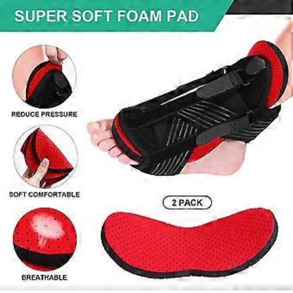 Plantar Fasciit Nattskena - Ortopediska Stödinlägg för Fotvalv, Massageboll - Fotortos, Smärtlindrande Socka för Foten, Justerbar