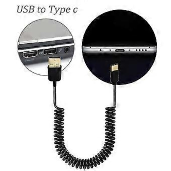 USB 3.1 Typ C Hane till USB 2.0 Hane Spiralkabel Laddningsförlängningskabel