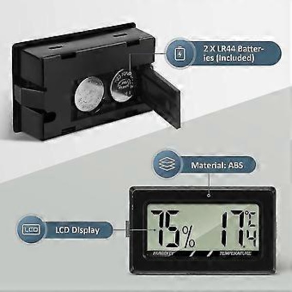 Mini Digital LCD Termometer Hygrometer Temperatur Fugtighedstester Termometer Bærbar Termo Hygrometer Indikator Til Kontor Køkken Humidorer Inkubator