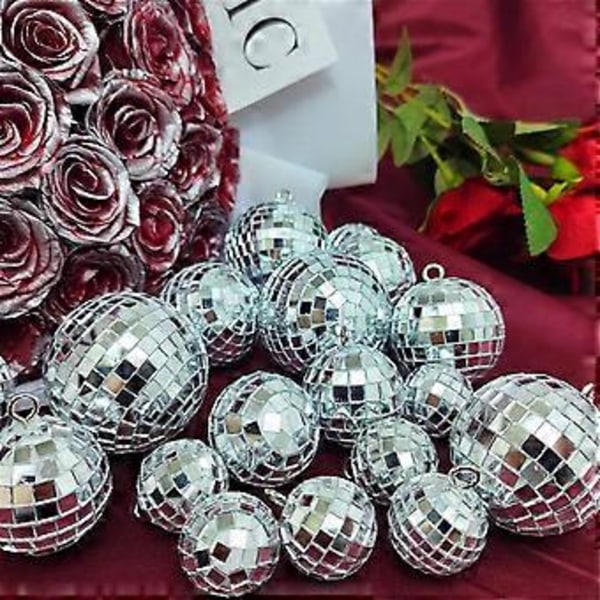 54 st Diskokula, Hängande Diskokula Dekor Mini Silver Diskokula Tårtdekoration Spegelkula Dekorationer Bröllop Jul