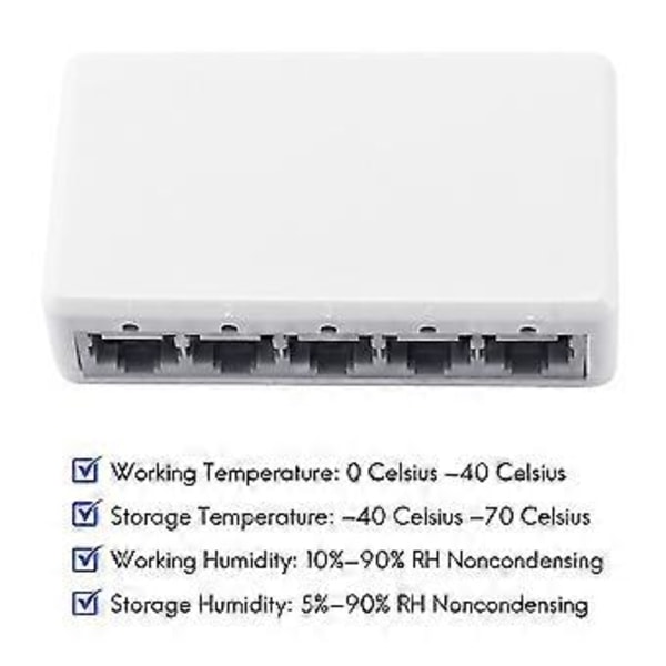 Ethernet Internet Splitter Hub Netværk Switch Computer 5 Porte 10/100mbps EU Stik