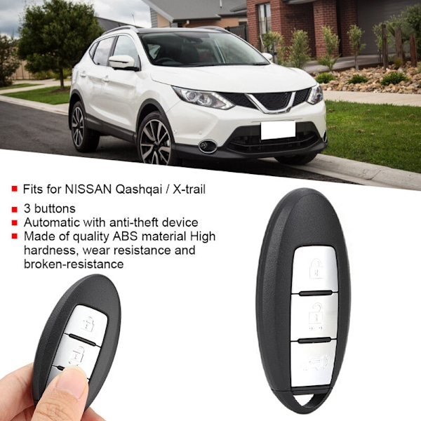 Smart bil fjernbetjening nøgle 3 knapper 433Mhz 4A chip passer til NISSAN Qashqai/X Trail