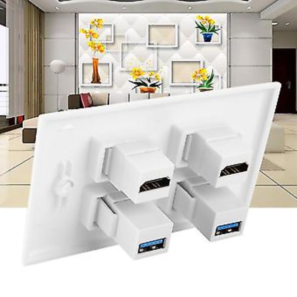 2-Portars HDMi 2 Port USB3.0 HDMI Kopplingsskydd o Video HDTV Väggplatta Panel