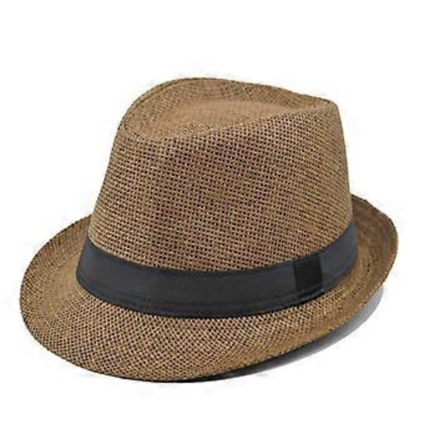 Fashion Retro Hul Curling Gentleman Stråhat Rullebælte Jazz Hat Kvinde Udendørs Strand Solhat