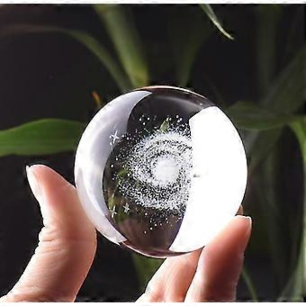 3D Maskros Kristallkula Brevpress Laser Graverad Glas Sfär Display Glob Meditationskula Heminredning Med Kristallstativ