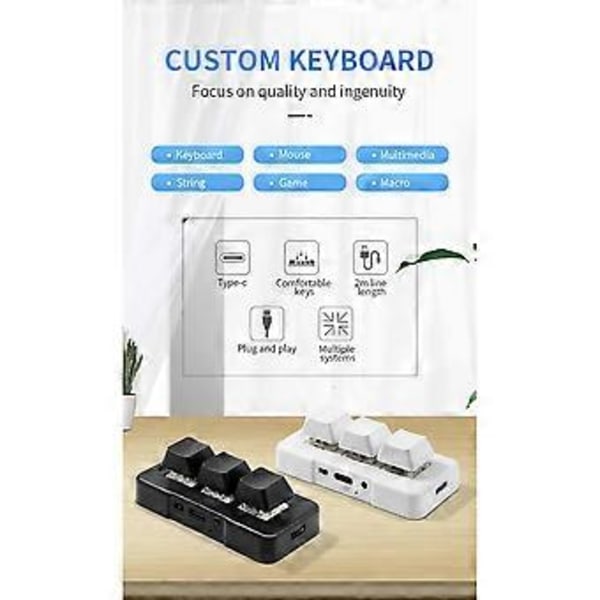 MK321G 3-knapps Mini Anpassningsbart Mekaniskt Tangentbord Blå Switch USB & 2.4G Trådlöst Dual-Mode för OSU Spel Multimedia Vit