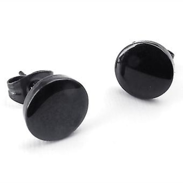 Herrsmycken Örhängen, 8mm Cirkel Öronstift, 2st (1 Par), Rostfritt Stål, Svart