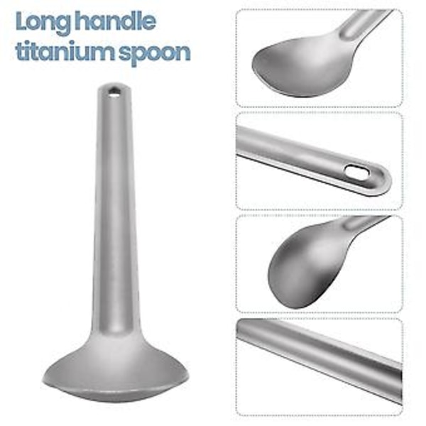 1 stk. Titanium Ske 21,5 cm X 3,9 cm Campingske Udendørs Service Langskaftet Titanium Ske
