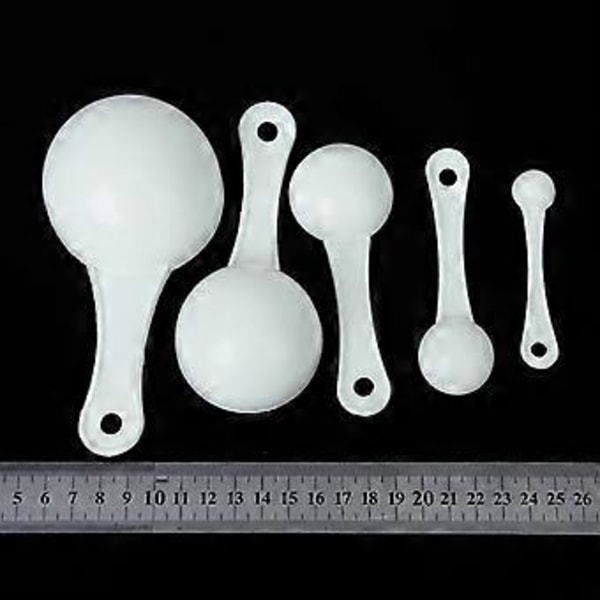 Parti 5 st 100ml / 50ml / 15ml / 5ml / 1ml Dosering Skedar Mätning Plast.