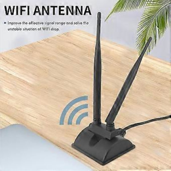 2,4g/5g Dual-band Antenne med 2 meter Forlængerkabel 6db Magnetisk Base Trådløst Netværkskort Wifi S