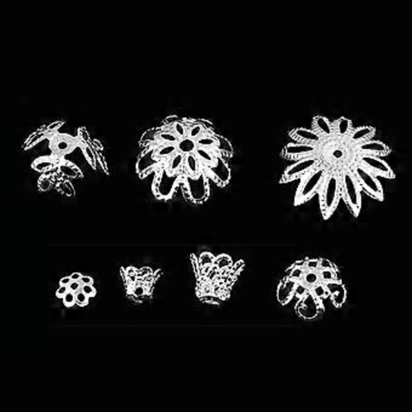 Silverfärgade Blomformade Distanspärlhattar - 300 Stycken för Smyckestillverkning Metalltillbehör