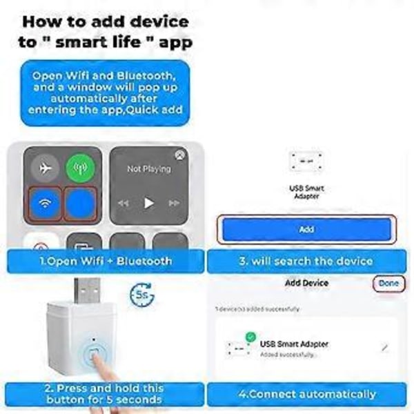 Doodle Smart USB Adapter Switch 5V 2A WiFi Strømadapter Opladning APP Stemmestyring Timing Kontrol USB Adapter