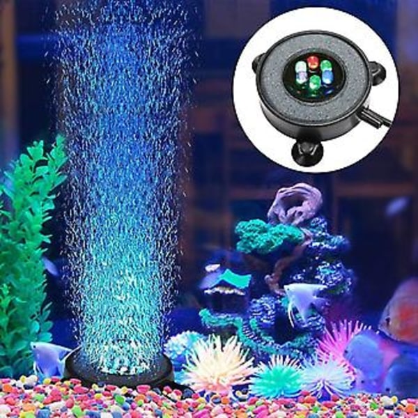 Akvarium Luftstein Fisketank LED Luftstein Boblelys med 6 Fargeskiftende LED-er for Akvarium