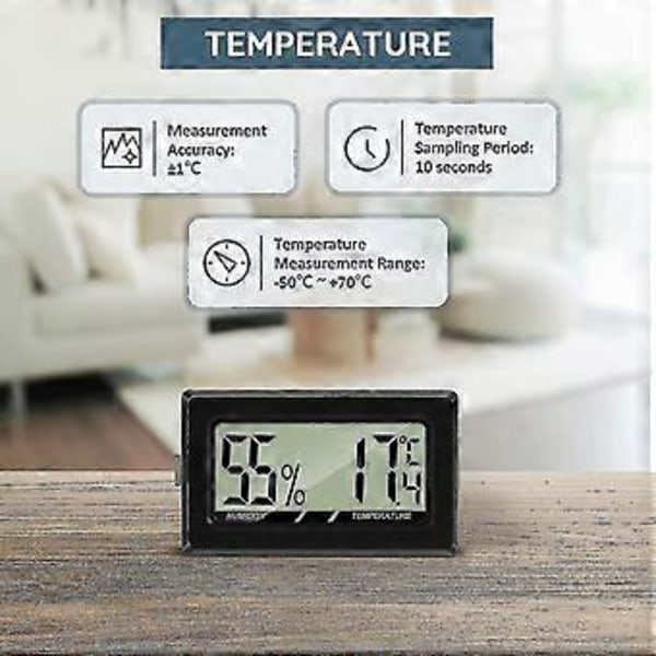 Mini Digital LCD Termometer Hygrometer Temperatur Fugtighedstester Termometer Bærbar Termo Hygrometer Indikator Til Kontor Køkken Humidorer Inkubator