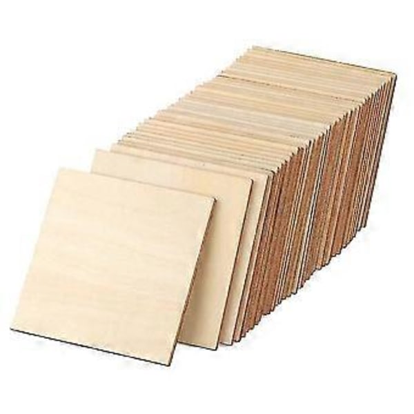 Ubehandlede Trebiter 50 stk 10 cm Kvadratiske Tomme Tre Naturlige Skiver Utklipp for Maling Beising