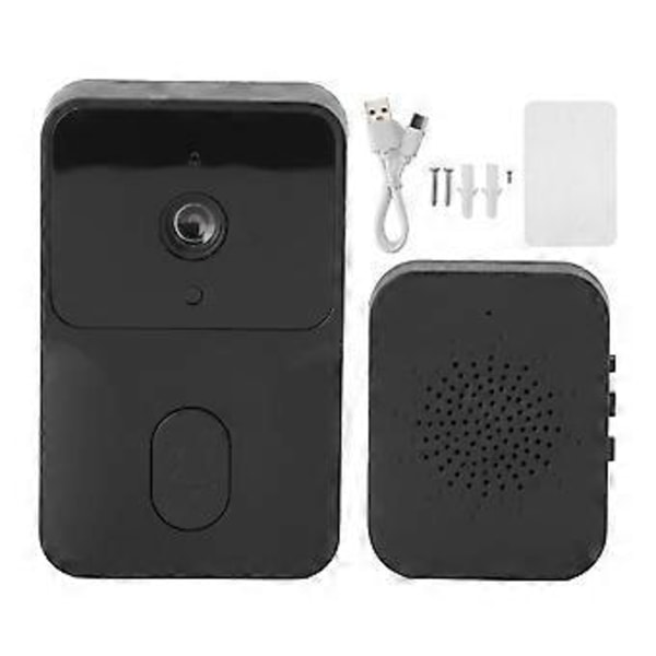 Tuya Smart Dörrklocka med HD Mörkerseende WIFI 2-Vägs Intercom Realtidsvisning för Hemsäkerhetssystem Svart