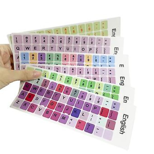 2 STK Engelske Tastaturklistermærker Macaron Farve Notebook Tastatur til Tastaturklistermærke