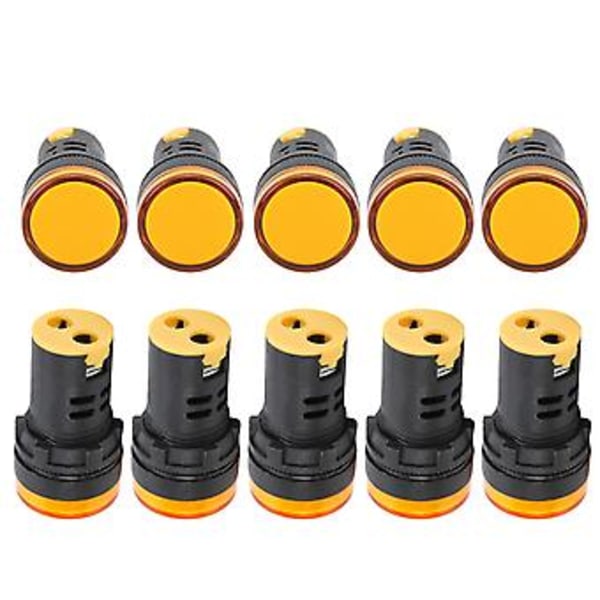 10 STK AD16‑22DS Gul LED-indikator Høj Lysstyrke LED-signallampe til Signalindikation AC /DC12V