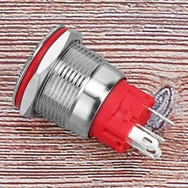 Metall Tryckknappsbrytare DC9~30V 19mm 1NO 1NC Självlåsande Brytare med Ljus Vit Ring Platt Huvud Självlåsande