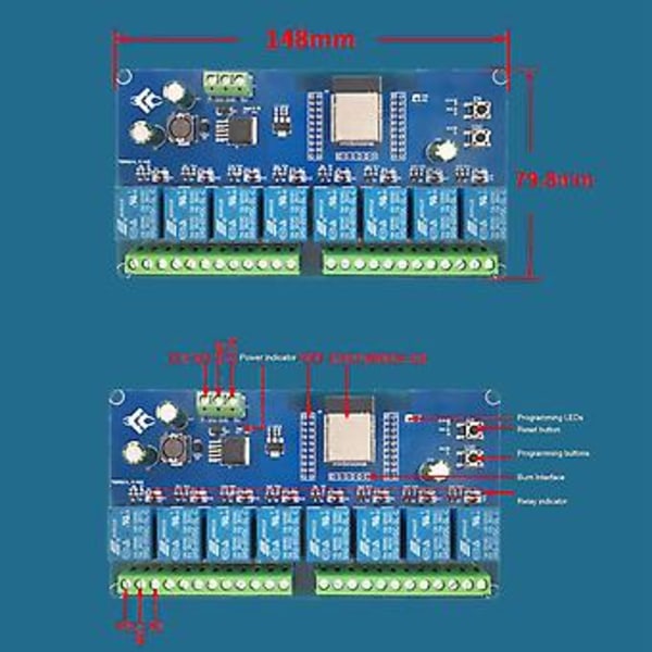 5-30v Esp32 Wifi Tooth Ble 8-vägs Relämodul Esp32-w Sekundärt Kort
