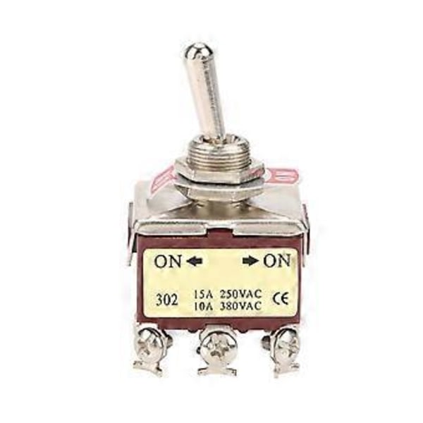On ON 2-läges vippströmbrytare 3PDT 9 stift 12mm 15A/250VAC 10A/380VAC