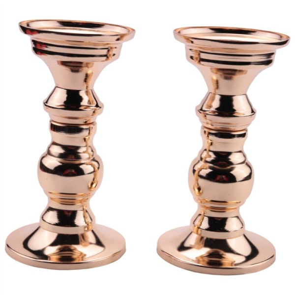 Set of 2 Metal Candlestick Pillar Candle Holders, Wedding Centerpieces Candle Stick Holders Suitable for Candles Stand Gold