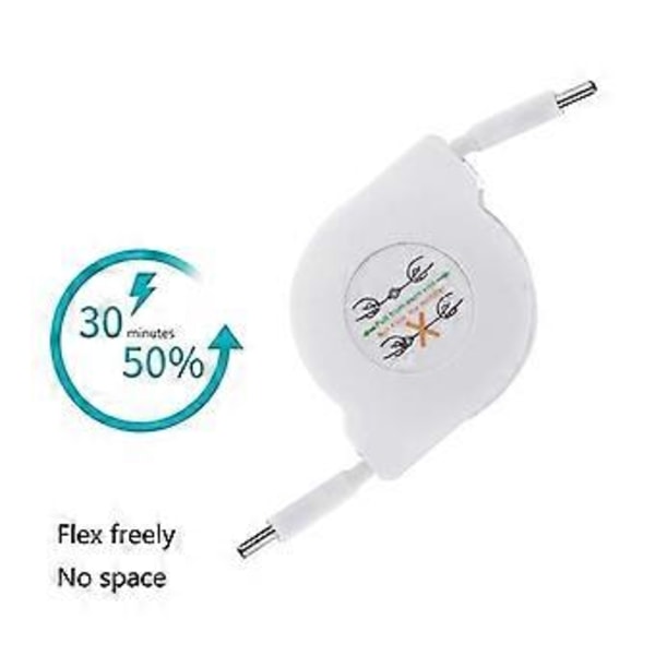 Uttrekkbar PD 60W USB C til USB C Datakabel, Hurtigladekabel for Bærbar PC