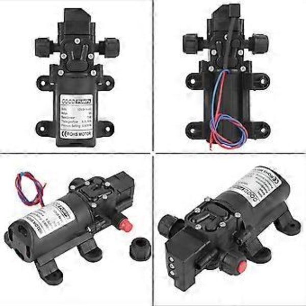 DC 12V 0.9Mpa 6L/Min Vatten Högtryck Membran 70W Självsugande Pump